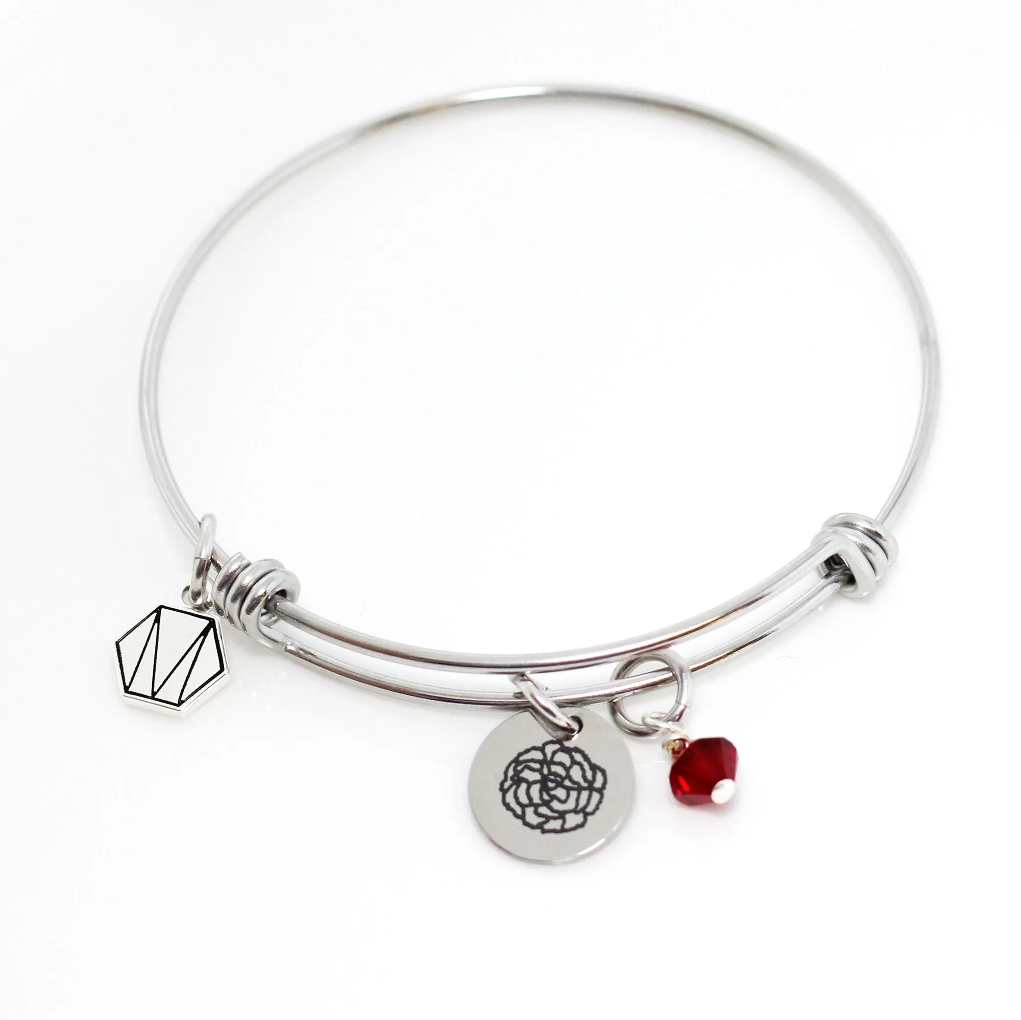 January Carnation Birth Flower Bangle