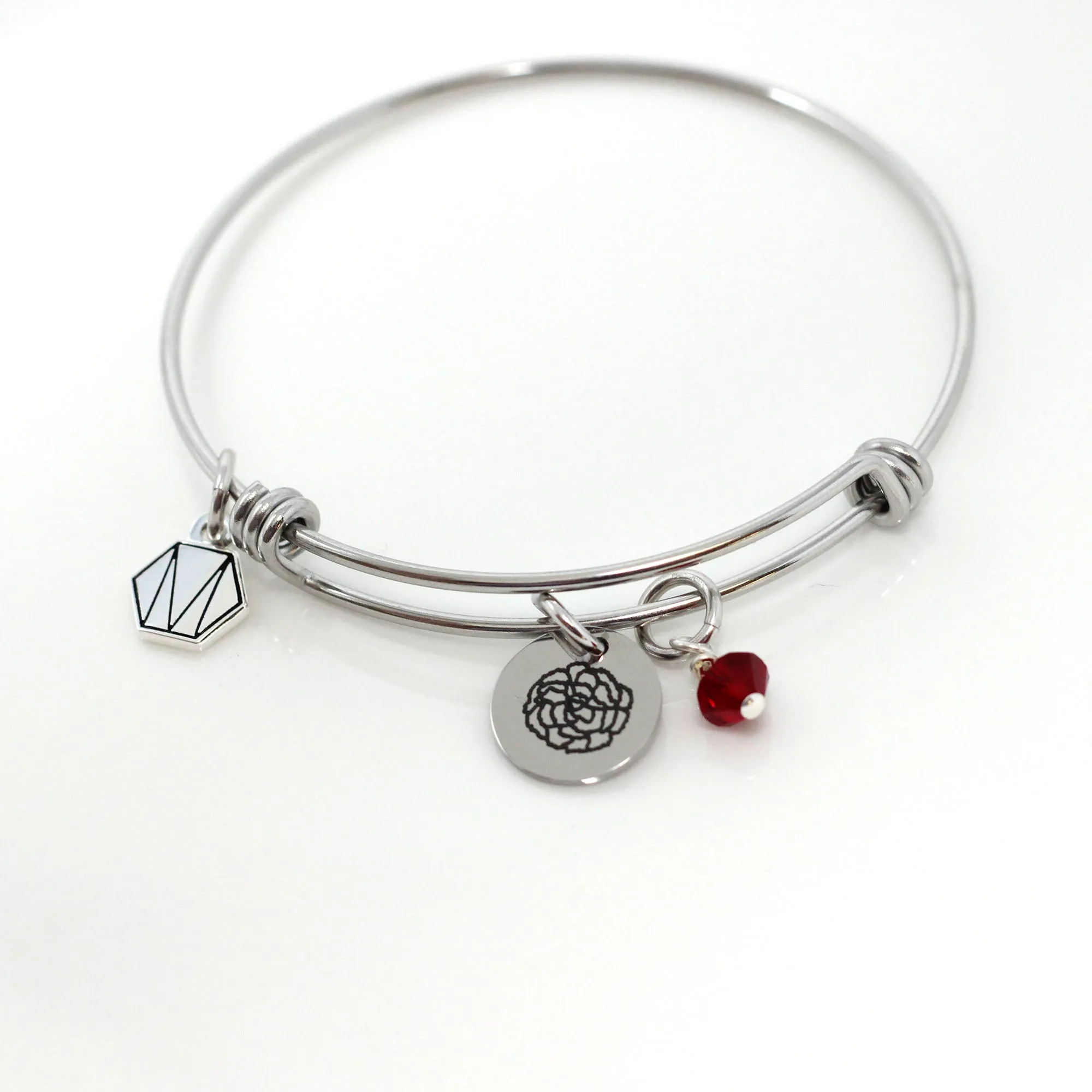 January Carnation Birth Flower Bangle