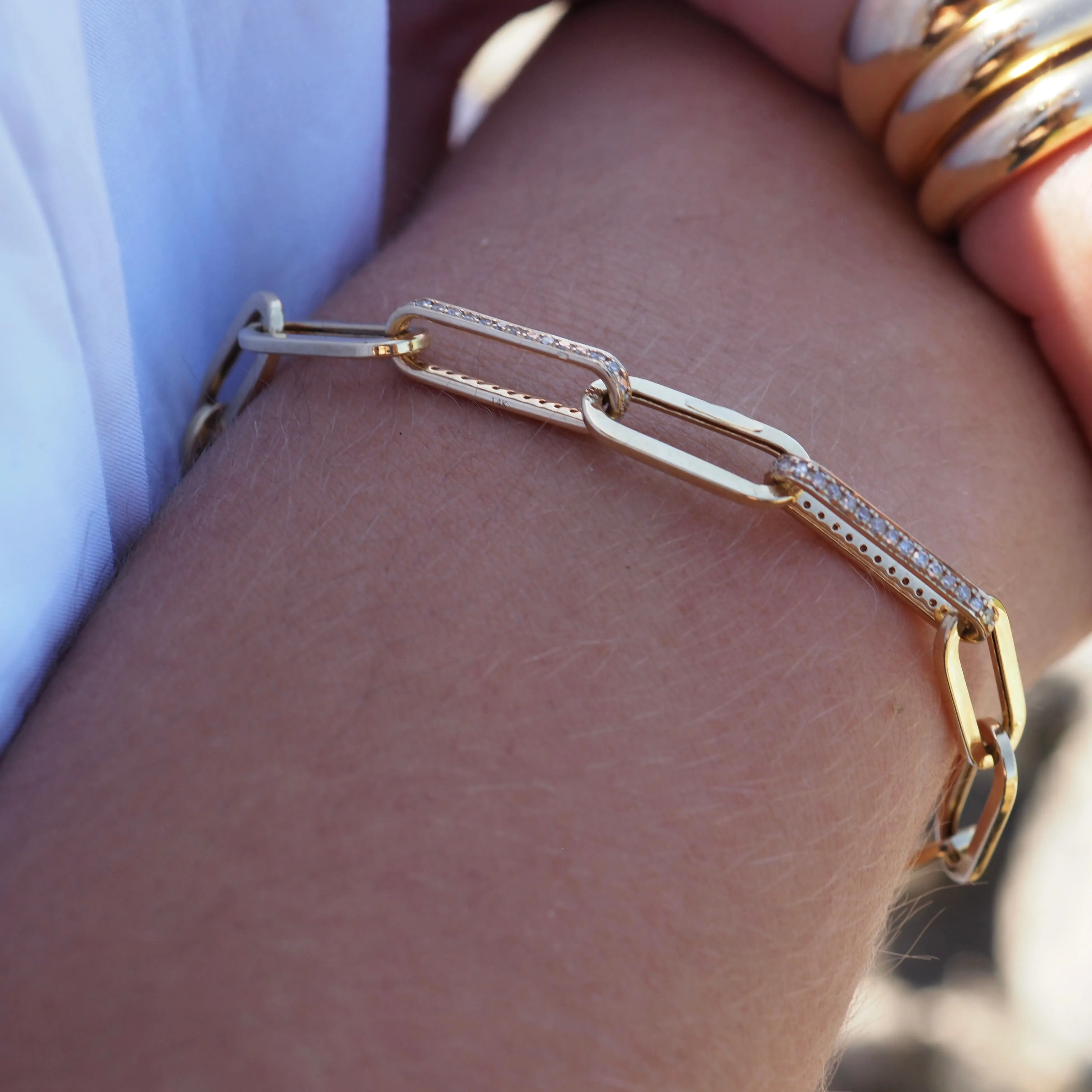 KARA PAPERCLIP -DIAMOND LINK CHAIN BRACELET