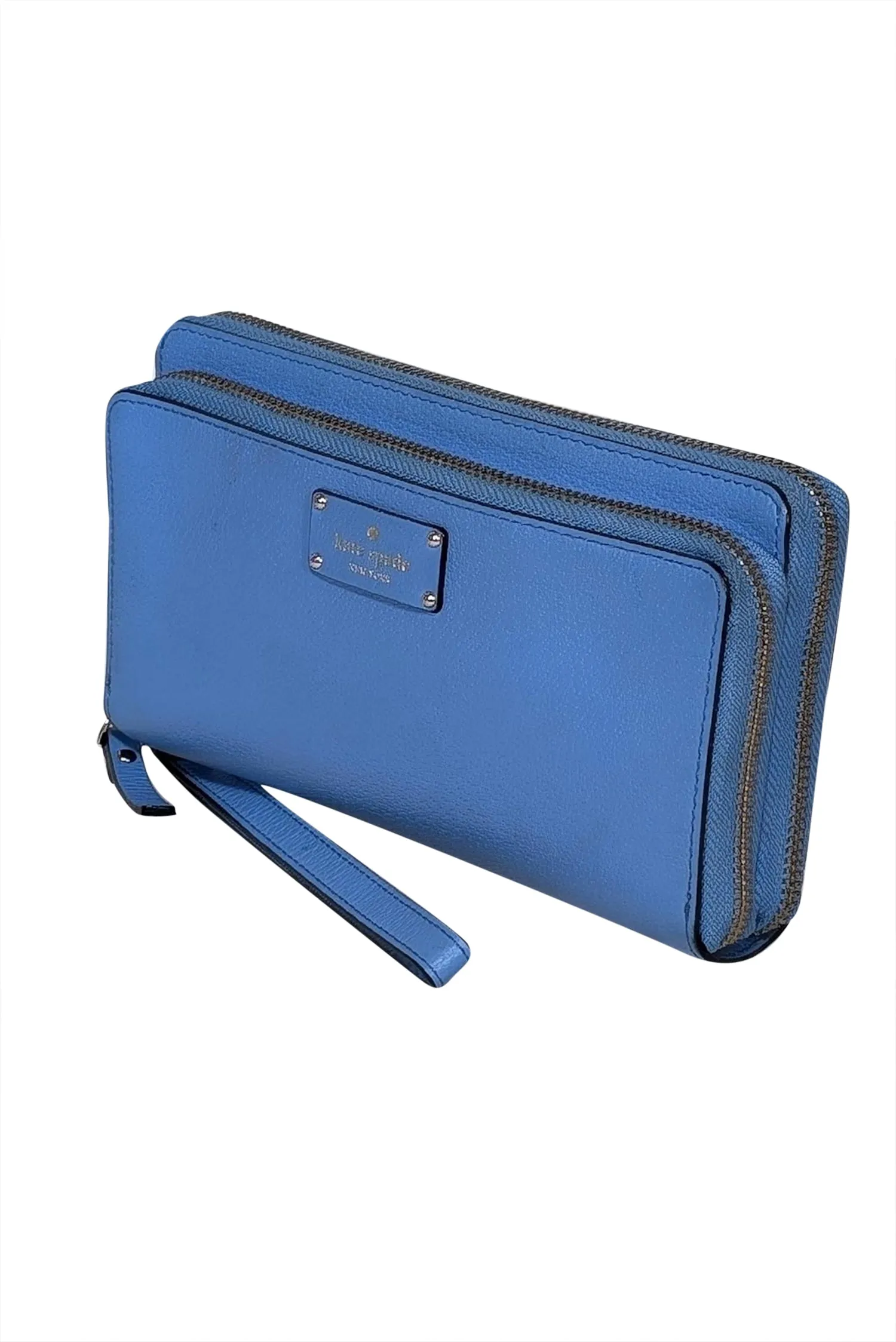 Kate Spade - Blue Leather Double Zipper Wristlet