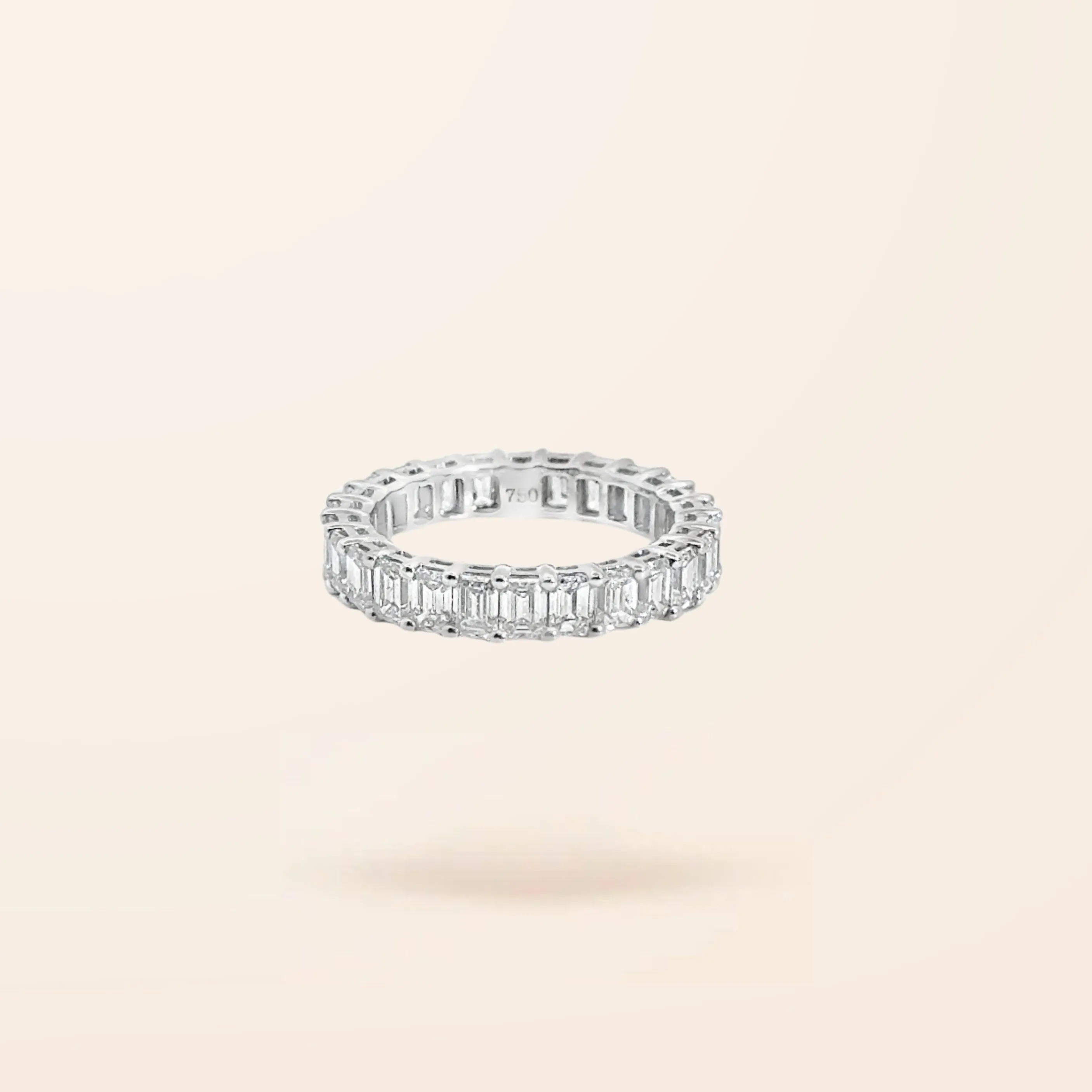 Lab Created 18K Gold Emerald Cut Diamond Eternity Band