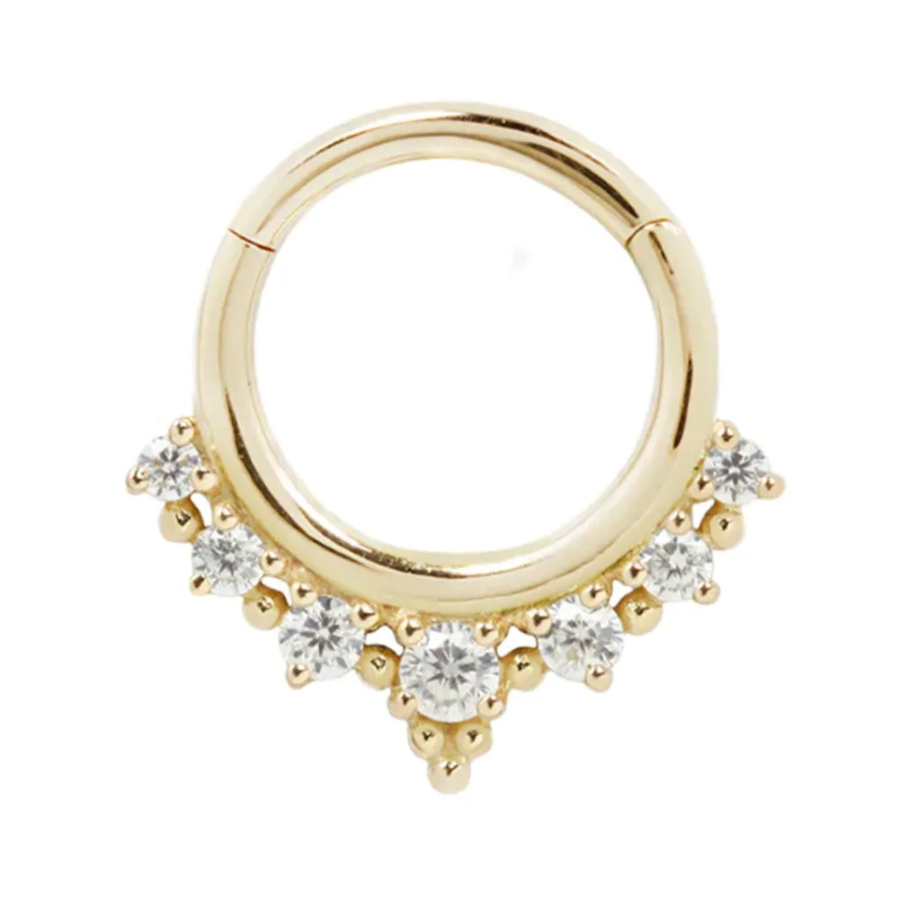 Lala Hinge Ring / Clicker in Gold with CZ's