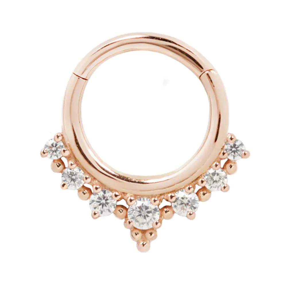 Lala Hinge Ring / Clicker in Gold with CZ's