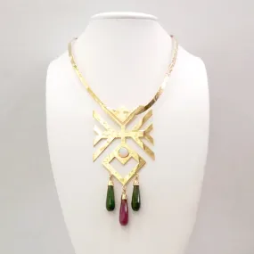 Lawin Necklace with Moonstone, Red Jade and Green Jade Stone Necklace