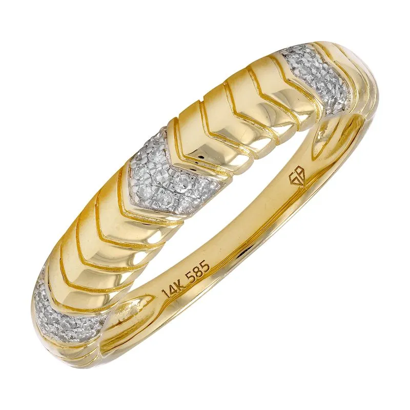 LEA CHEVRON GOLD + DIAMOND BAND RING