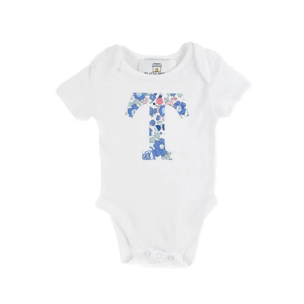 Liberty of London Personalized Short Sleeve Onesie - Betsy Blue