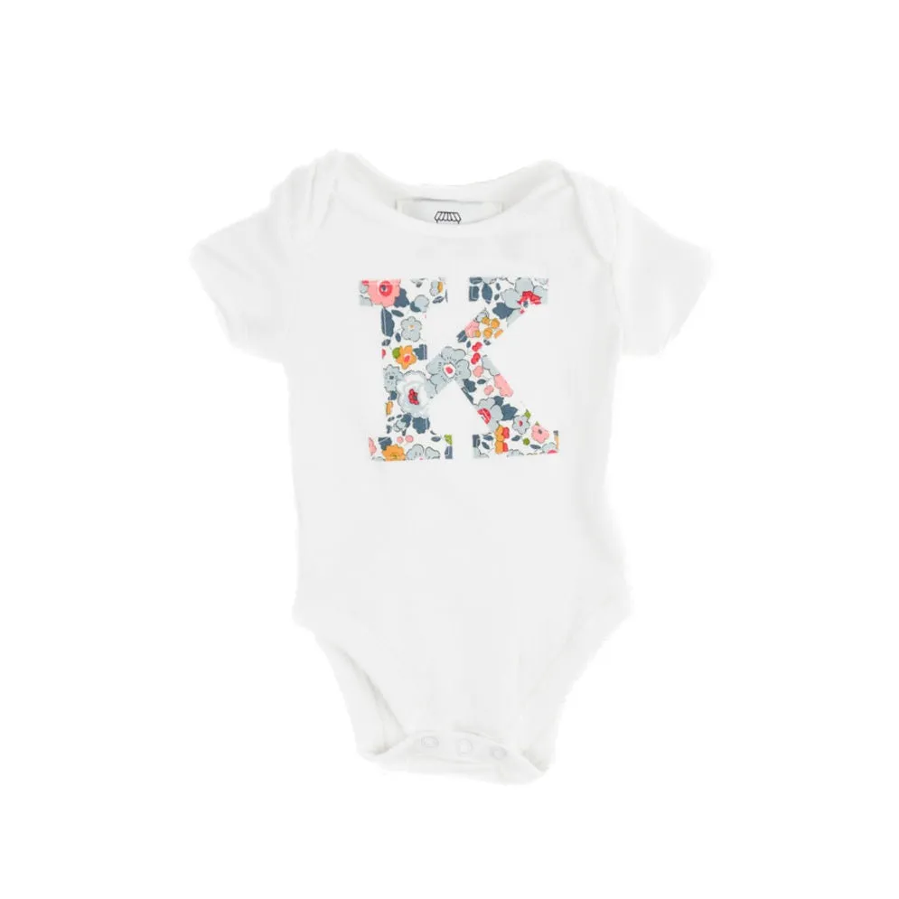 Liberty of London Personalized Short Sleeve Onesie - Betsy Grey