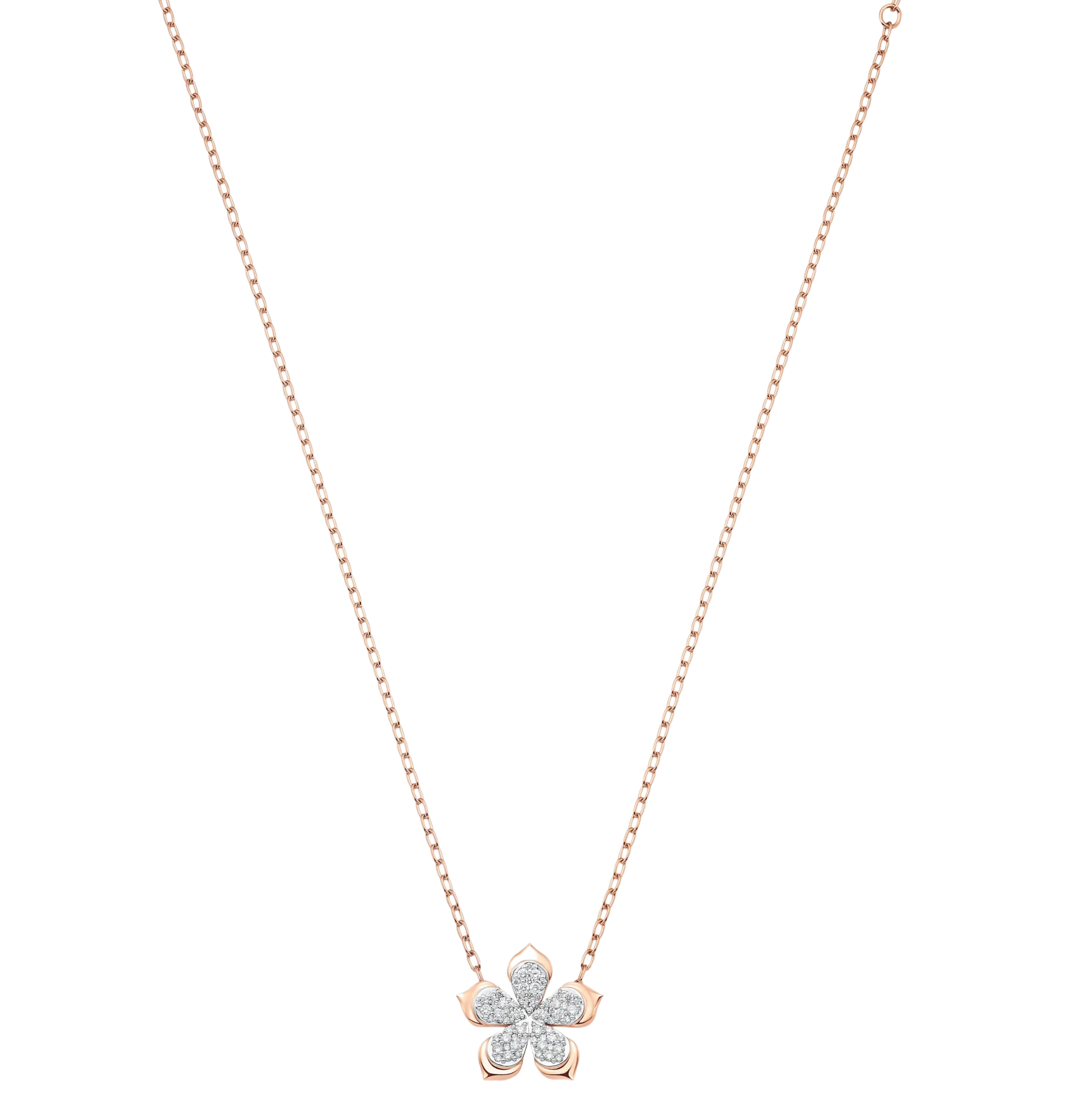 Lierre Gold and Pear Diamond Flower 16 Necklace