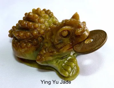 Little Guy Good Luck Auspicious Jade Three Legged Money Toad  Jade Frog Carving  (Toad-6)