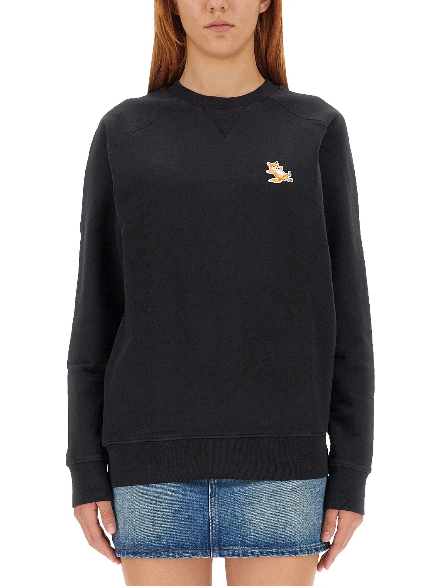 MAISON KITSUNÉ    COTTON SWEATSHIRT WITH CHILLAX FOX PATCH