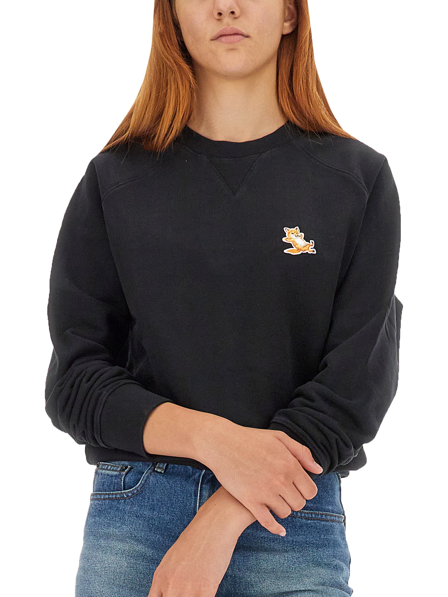 MAISON KITSUNÉ    COTTON SWEATSHIRT WITH CHILLAX FOX PATCH