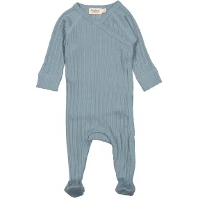 MarMar New Born Modal Pointelle Rib Blue Dove Rubello Onesie