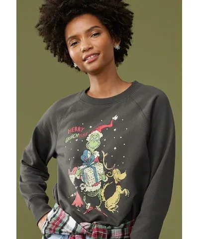 maurices Women's Merry Grinchmas Relaxed Fit Sweatshirt Size Medium