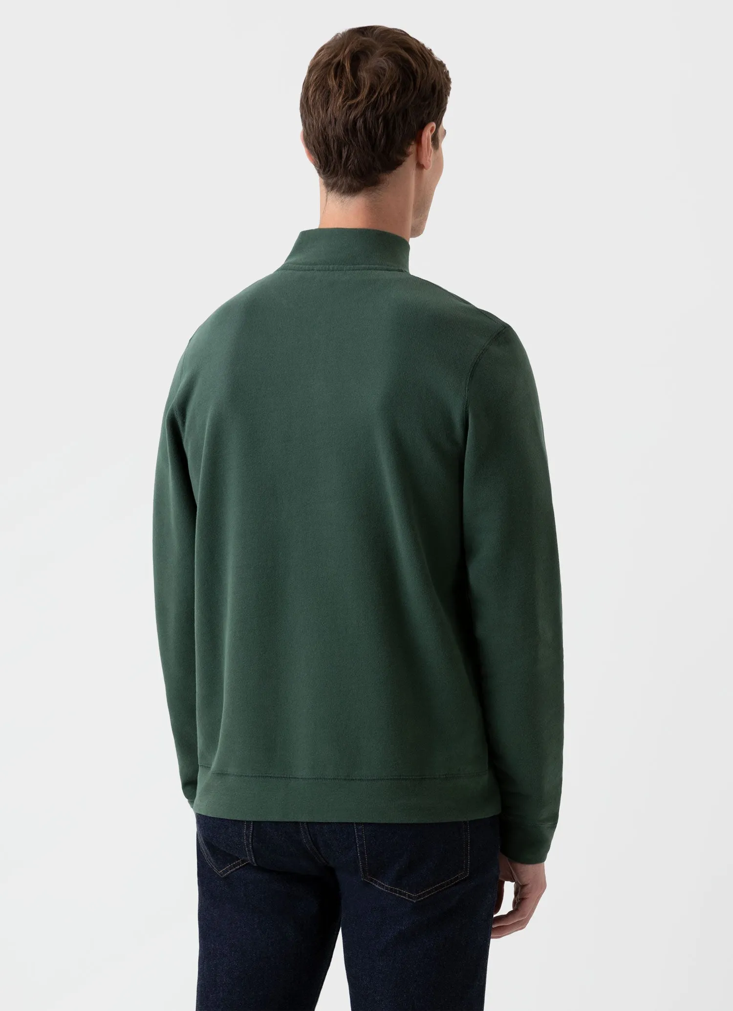 Men's Half Zip Loopback Sweatshirt in Dark Green