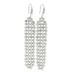 Mesh Swarovski Crystal Drop and Dangle Earrings in 14K White Gold