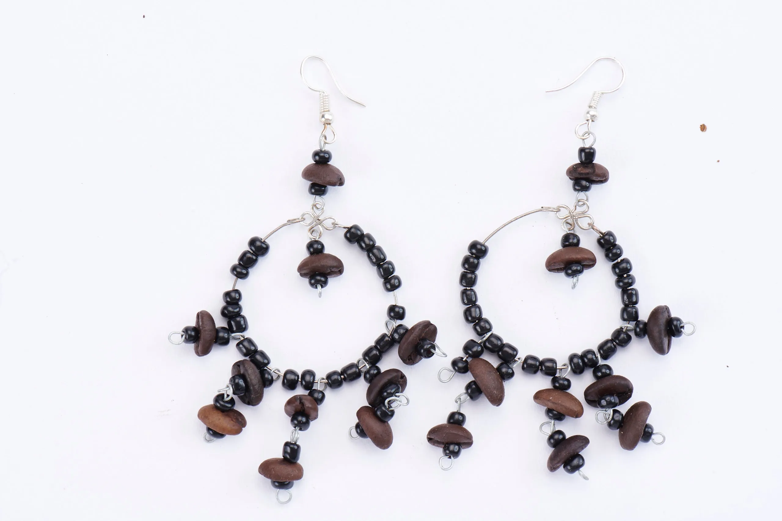 Mexican Coffee Bean Earrings - Hoops