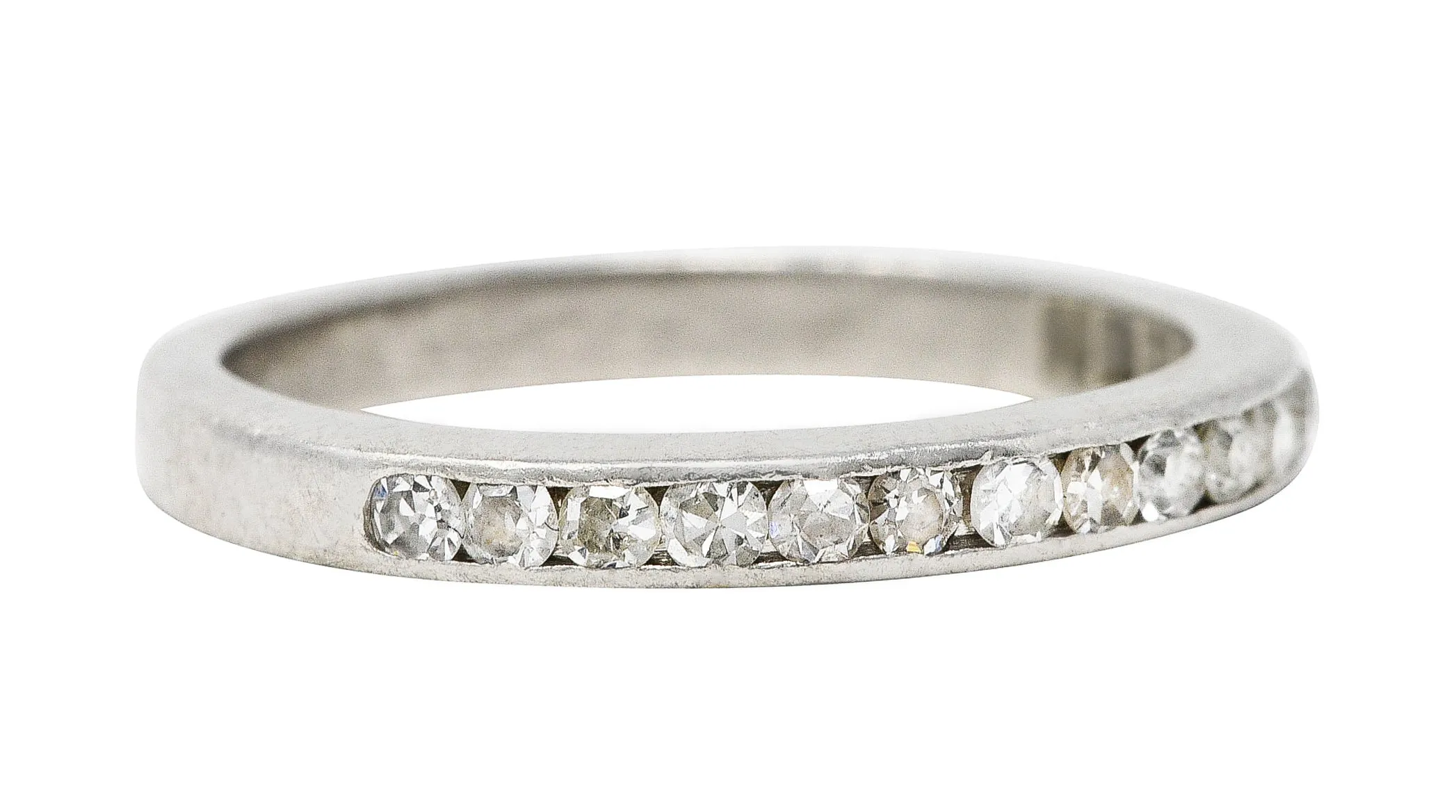 Mid-Century 0.50 CTW Single Cut Diamond Platinum Channel Band Ring