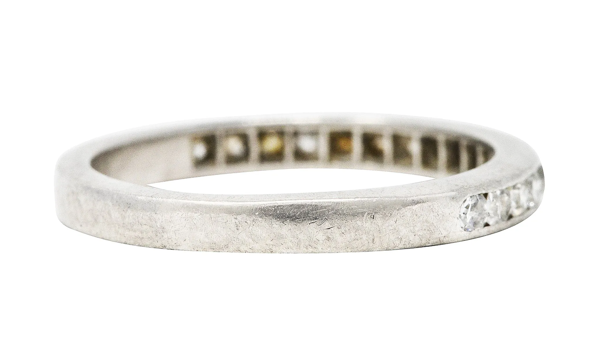 Mid-Century 0.50 CTW Single Cut Diamond Platinum Channel Band Ring