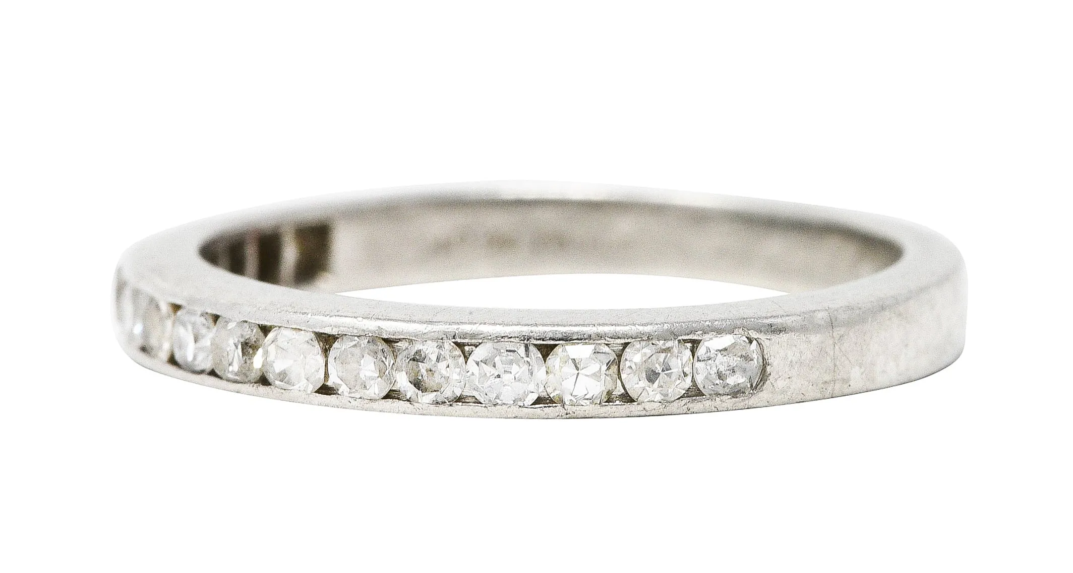 Mid-Century 0.50 CTW Single Cut Diamond Platinum Channel Band Ring