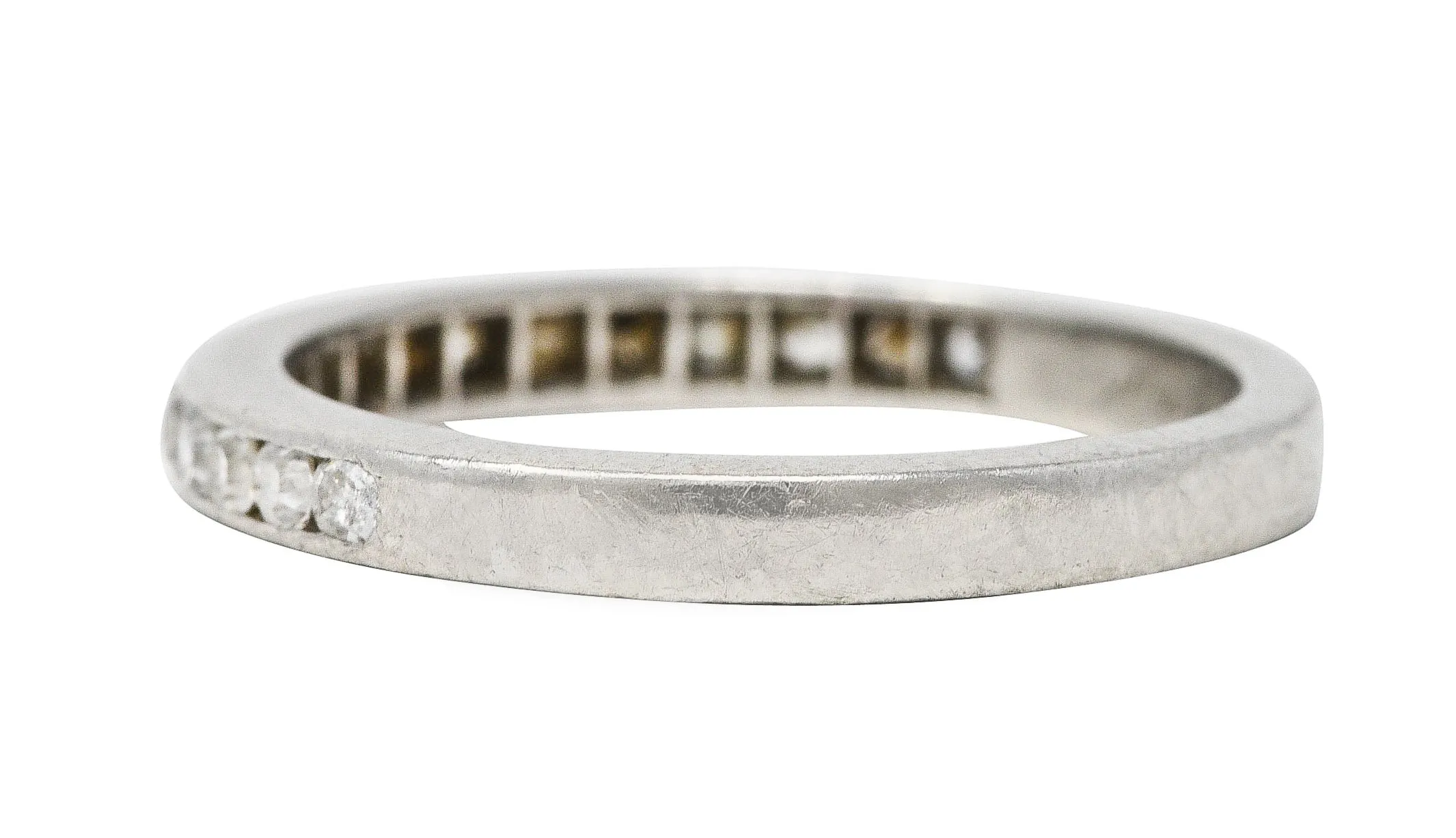 Mid-Century 0.50 CTW Single Cut Diamond Platinum Channel Band Ring