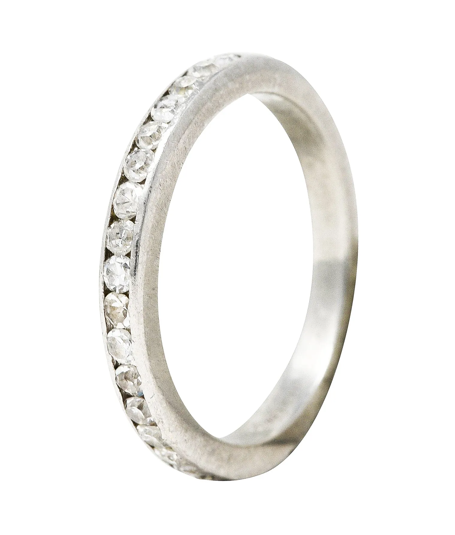 Mid-Century 0.50 CTW Single Cut Diamond Platinum Channel Band Ring