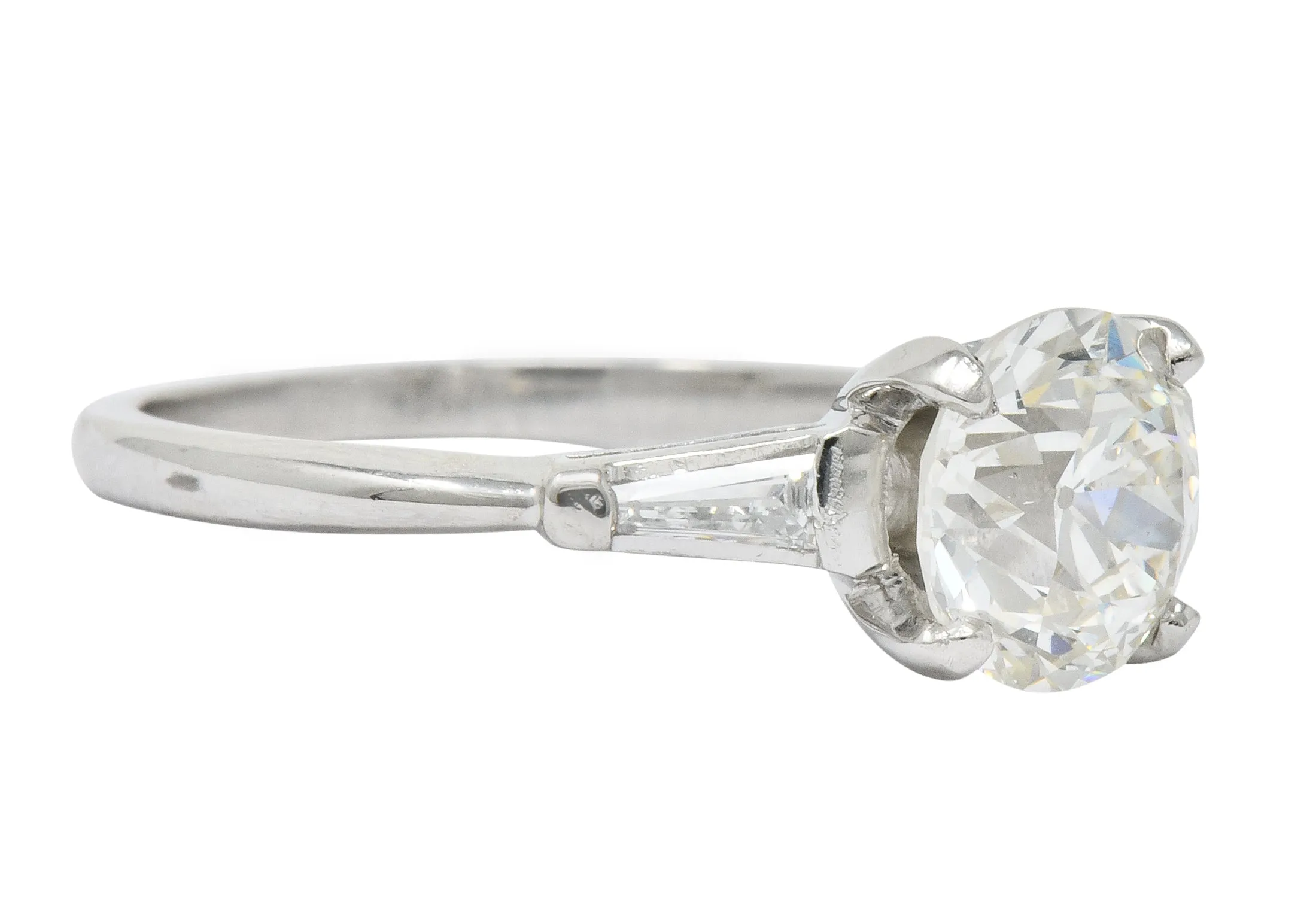 Mid-Century 1.95 CTW Diamond Platinum Engagement Ring GIA Circa 1950