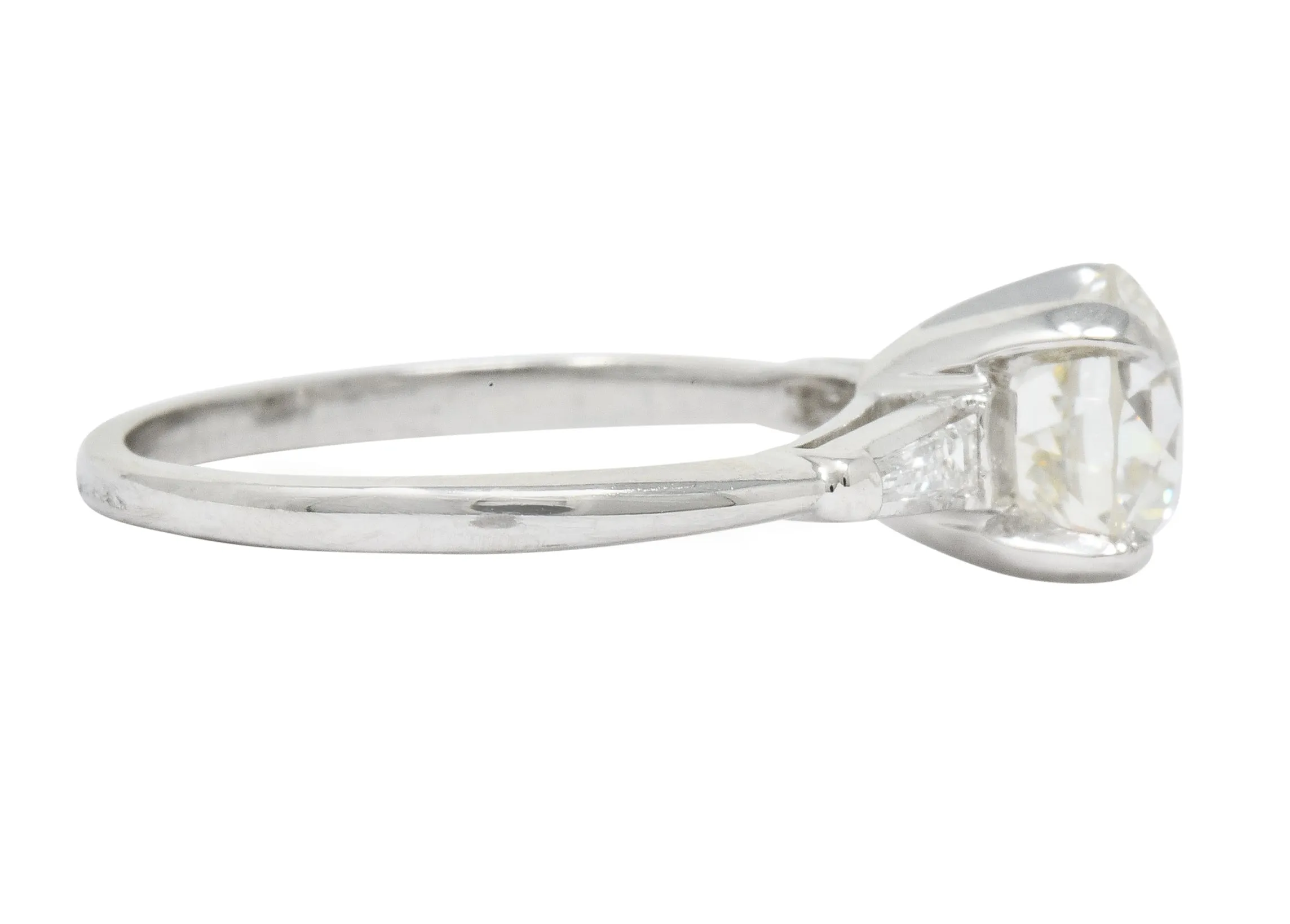 Mid-Century 1.95 CTW Diamond Platinum Engagement Ring GIA Circa 1950