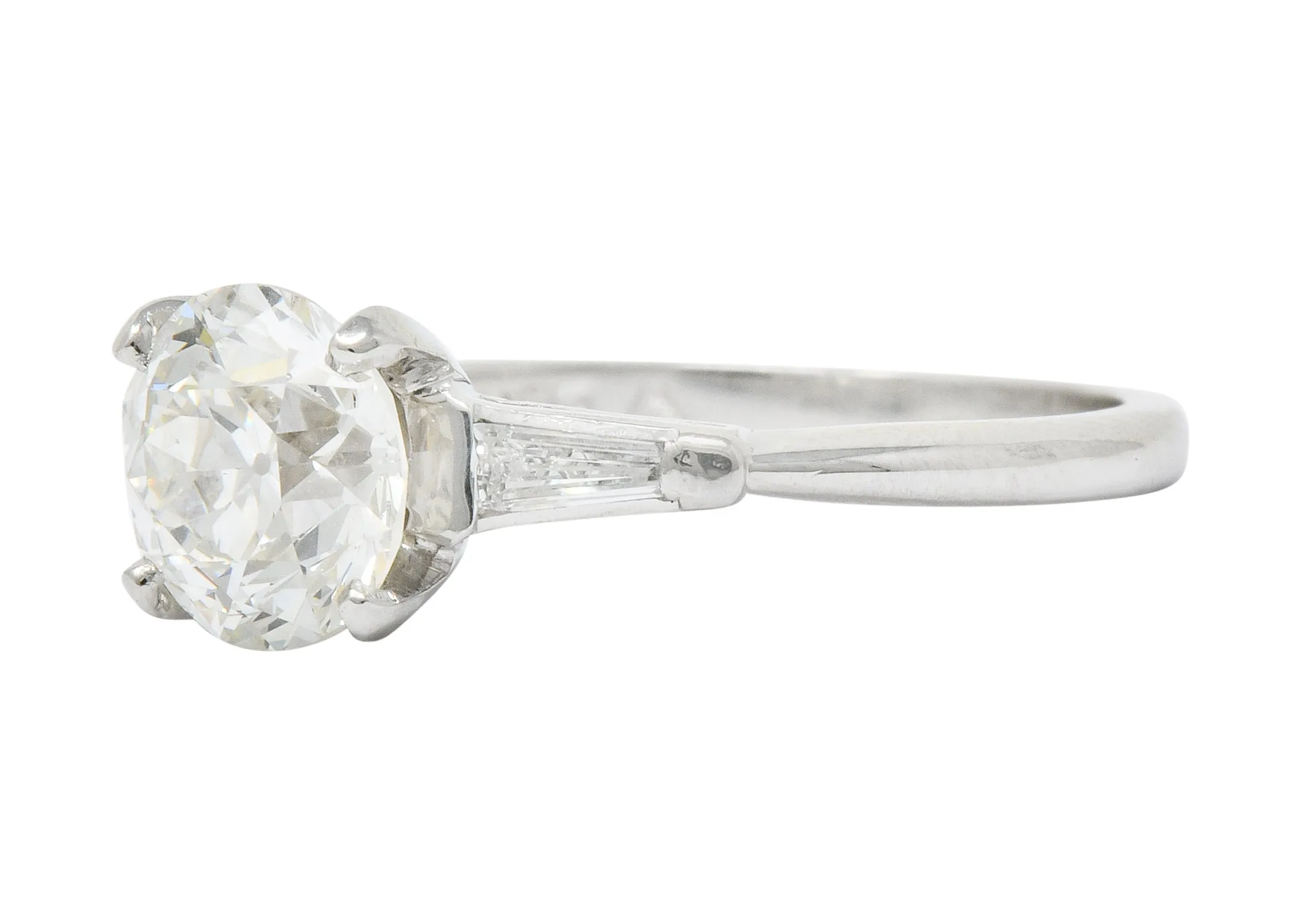 Mid-Century 1.95 CTW Diamond Platinum Engagement Ring GIA Circa 1950