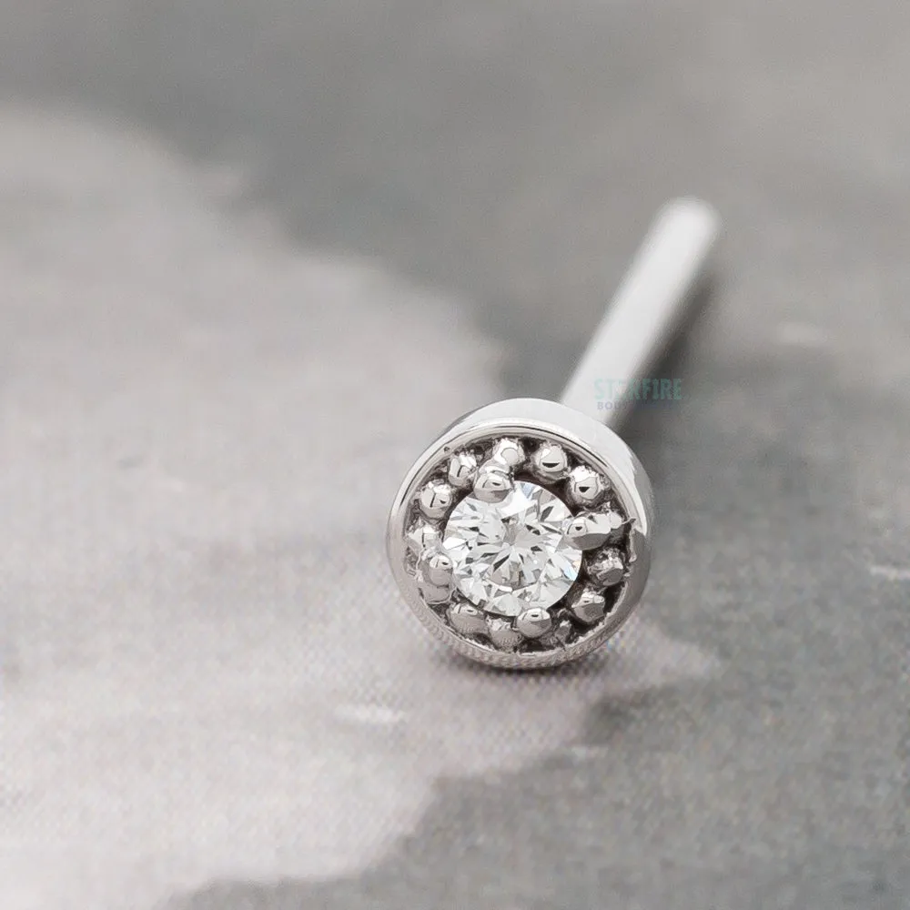 Millgrain Prong Nostril Screw in Gold with DIAMOND