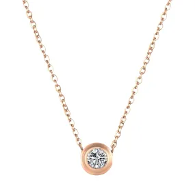 Minimal Zirconia Necklace - Rose Gold