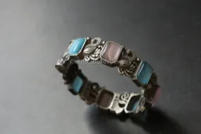 Monalisa Stone Bangle - Blue & Pink