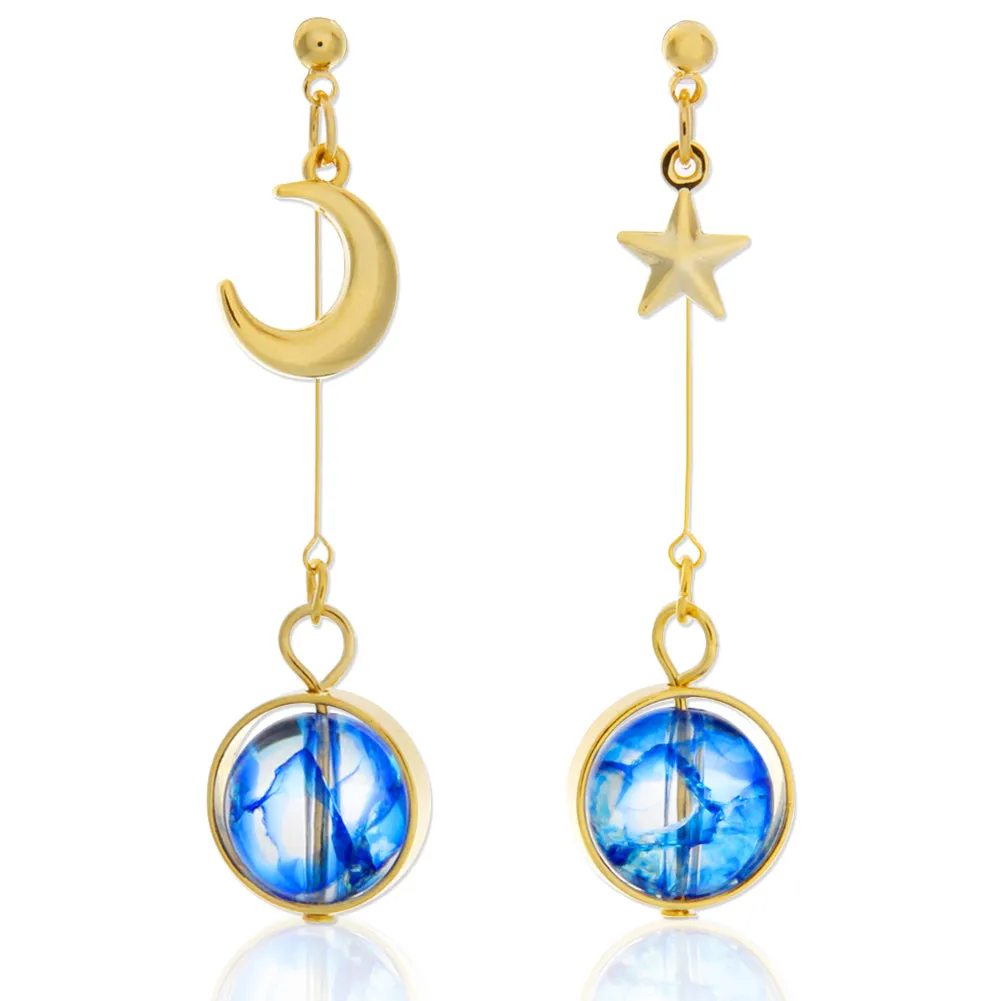 MoonStar Blue Planet Dangle Earrings