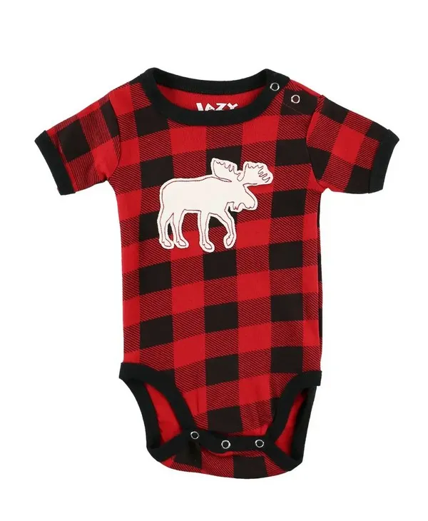 Moose Plaid Applique Infant Creeper Onesie