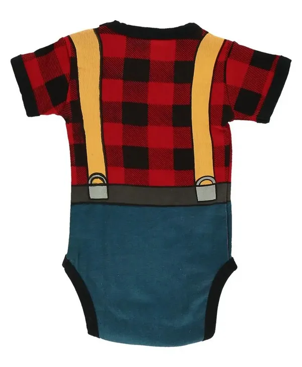 Moose Plaid Applique Infant Creeper Onesie