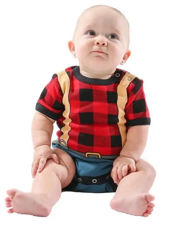 Moose Plaid Applique Infant Creeper Onesie