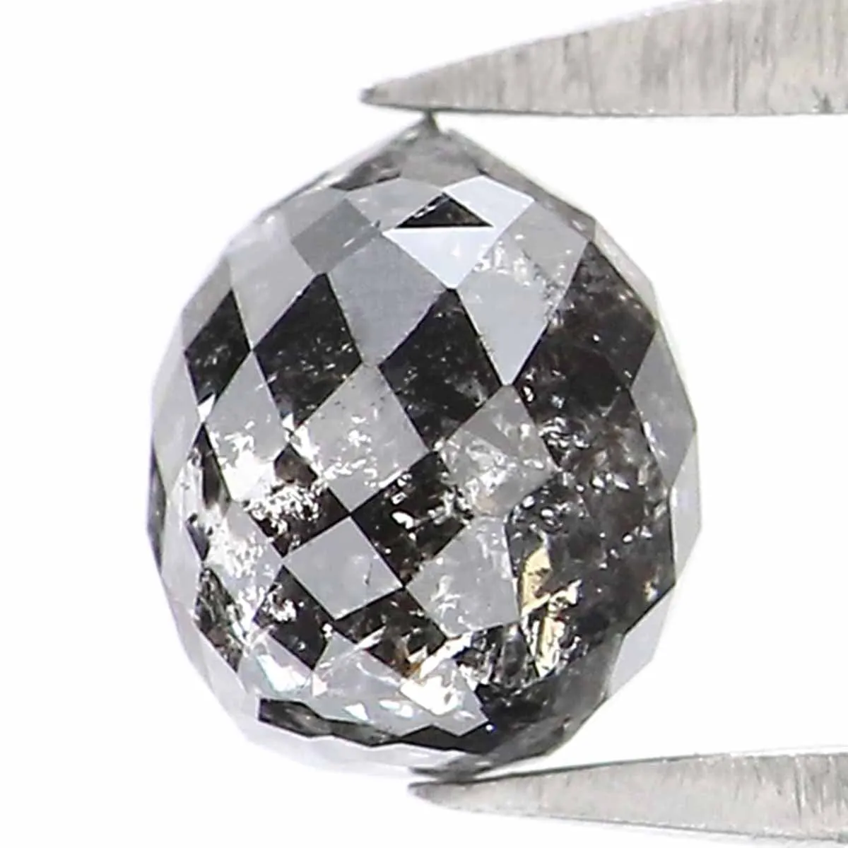 Natural Loose Briolette Salt And Pepper Black Grey Color Diamond 0.56 CT 4.60 MM Drop Shape Rose Cut Diamond L5679