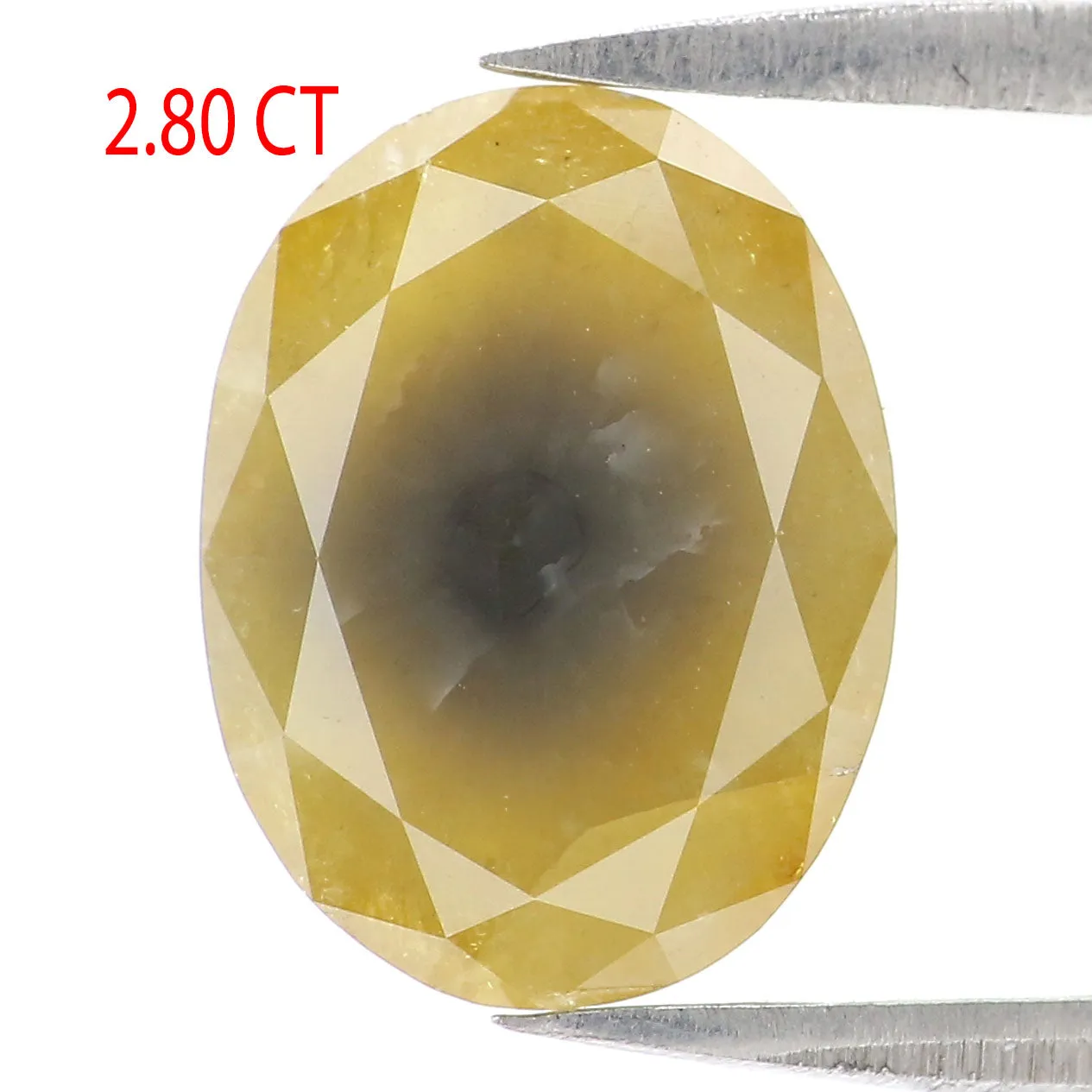 Natural Loose Oval Yellow Color Diamond 2.80 CT 10.63 MM Oval Shape Rose Cut Diamond L2428