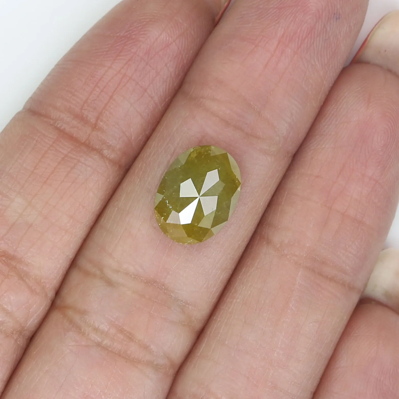 Natural Loose Oval Yellow Color Diamond 2.80 CT 10.63 MM Oval Shape Rose Cut Diamond L2428