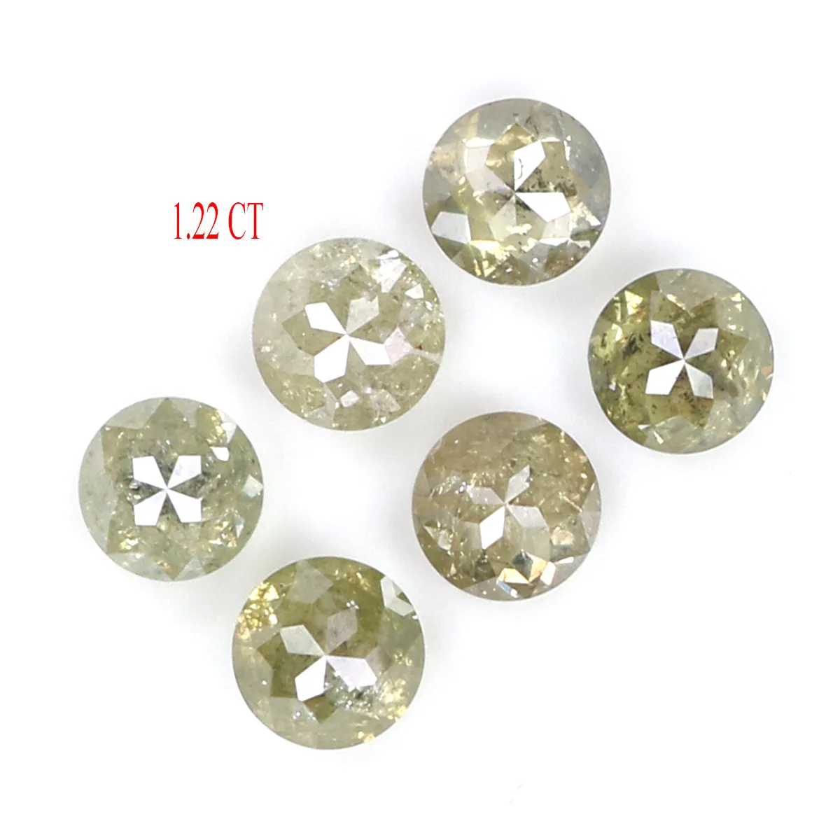 Natural Loose Rose Cut Grey Green Diamond Color 1.22 CT 3.30 MM Round Rose Cut Shape Diamond L9692