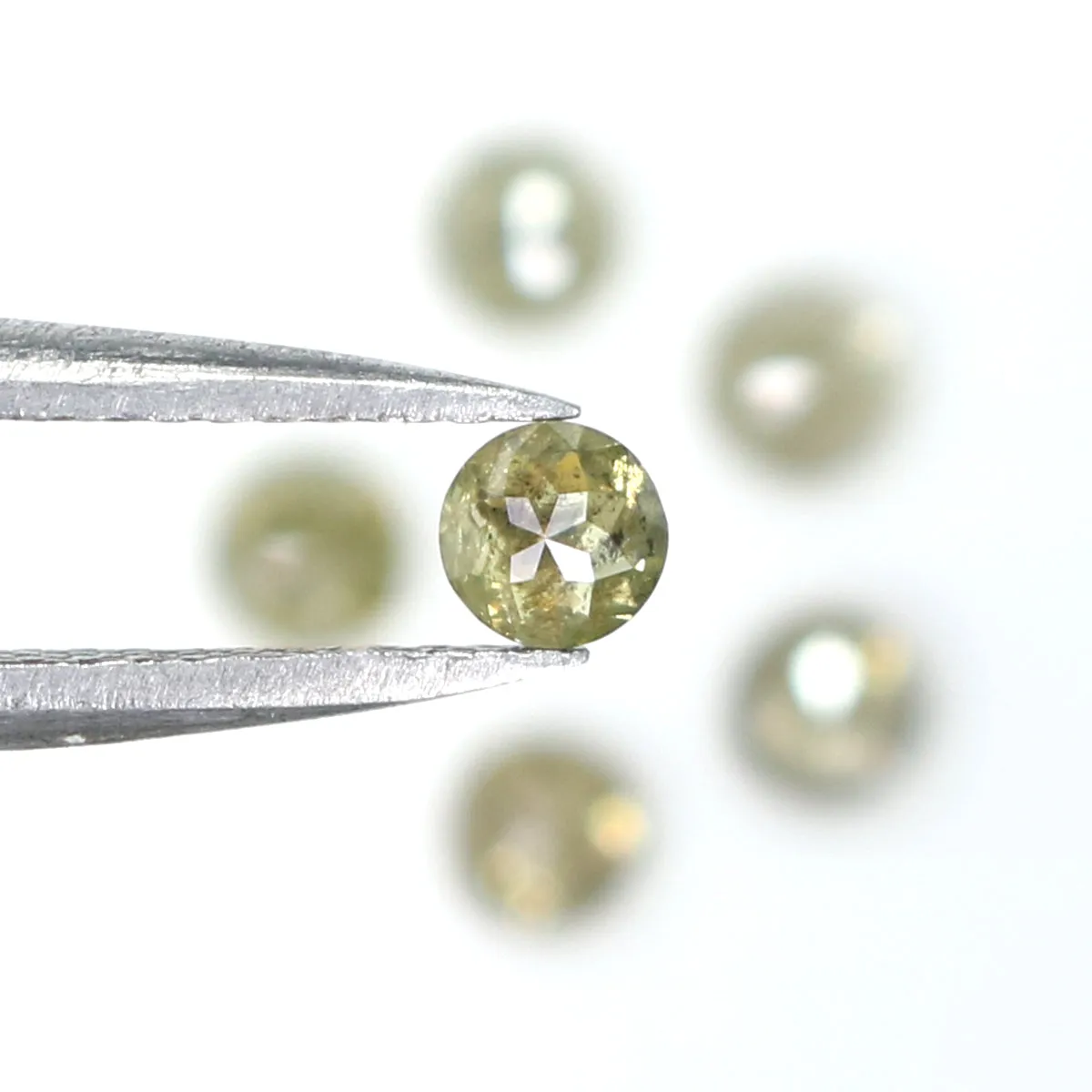 Natural Loose Rose Cut Grey Green Diamond Color 1.22 CT 3.30 MM Round Rose Cut Shape Diamond L9692