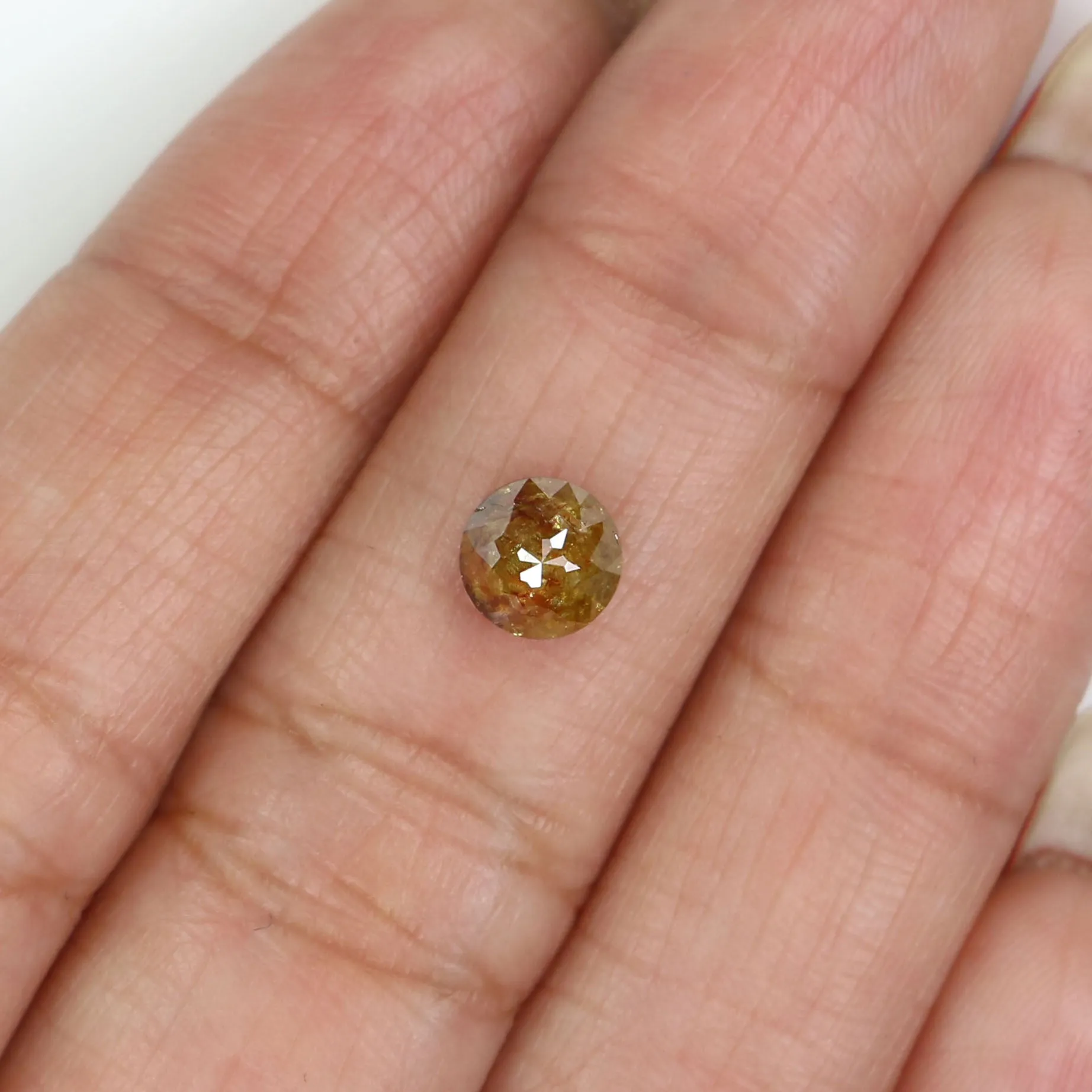 Natural Loose Rose Cut Yellow Brown Color Diamond 1.07 CT 5.80 MM Round Rose Cut Shape Diamond L9962