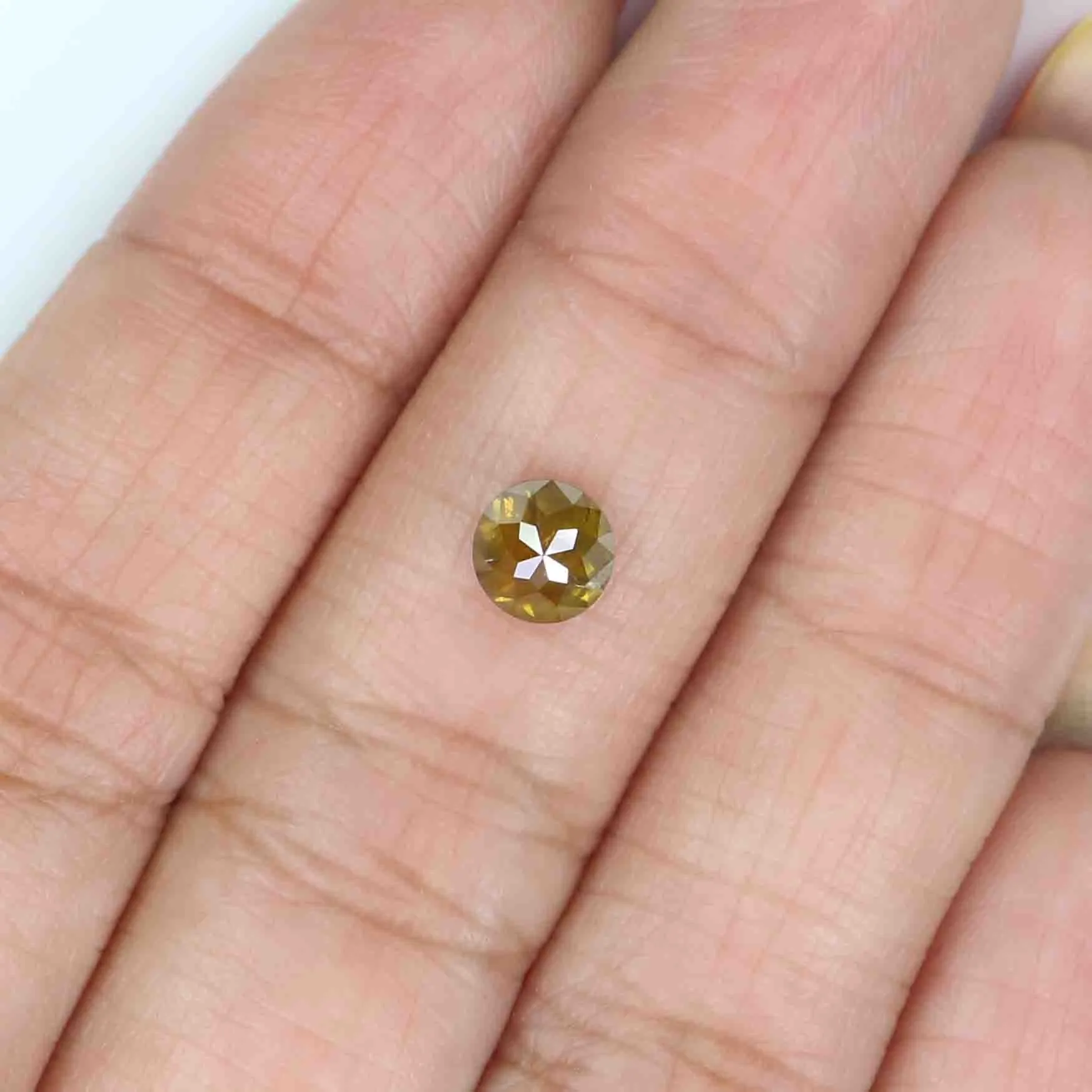 Natural Loose Rose Cut Yellow Brown Diamond Color 0.87 CT 5.55 MM Round Rose Cut Shape Diamond L9136