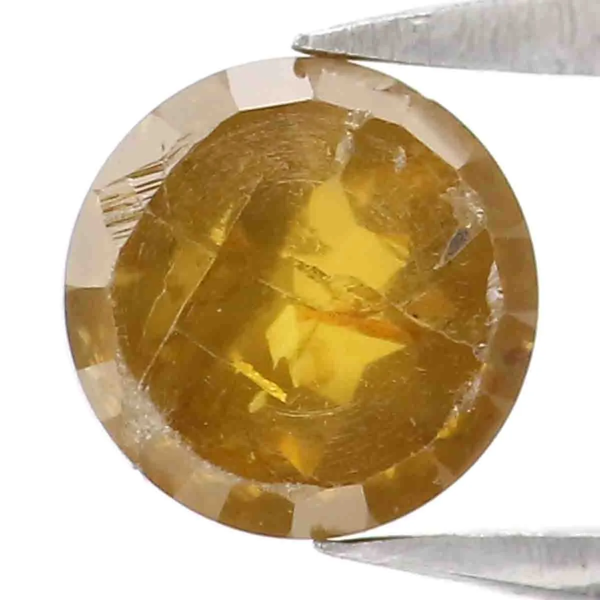 Natural Loose Rose Cut Yellow Brown Diamond Color 0.87 CT 5.55 MM Round Rose Cut Shape Diamond L9136