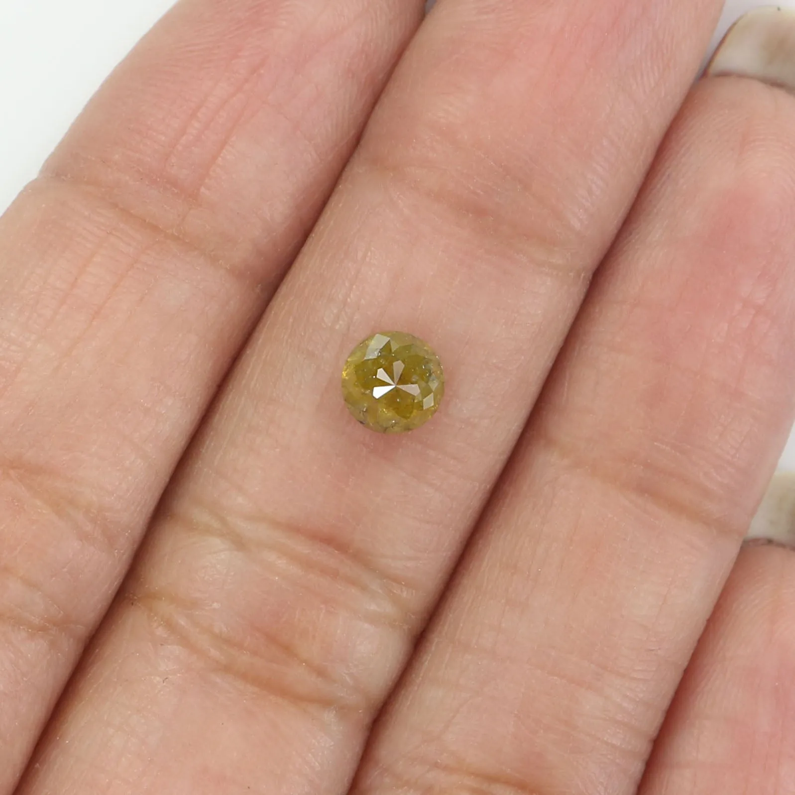 Natural Loose Rose Cut Yellow Green Diamond Color 0.85 CT 5.20 MM Round Rose Cut Shape Diamond KR660