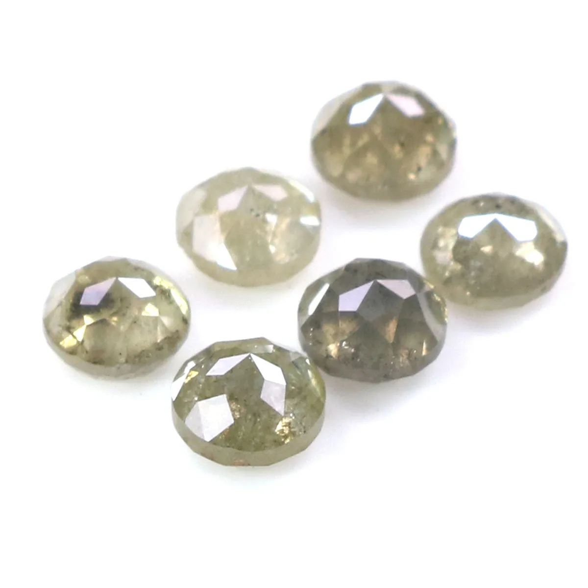 Natural Loose Rose Cut Yellow Grey Diamond Color 1.82 CT 3.80 MM Round Rose Cut Shape Diamond KDL9851