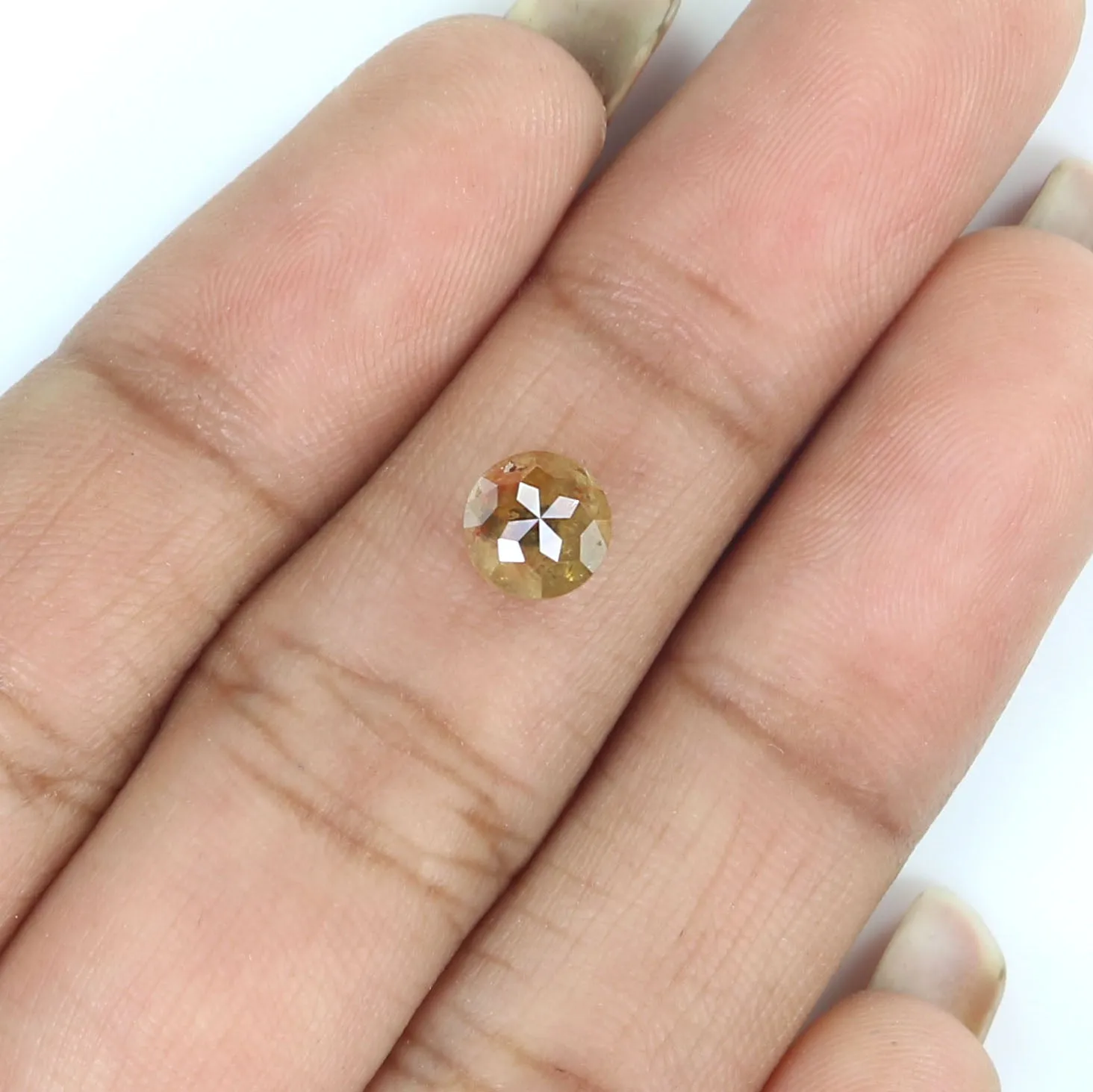 Natural Loose Round Rose Cut Yellow Brown Diamond Color 1.25 CT 5.90 MM Rose Cut Shape Diamond L9139