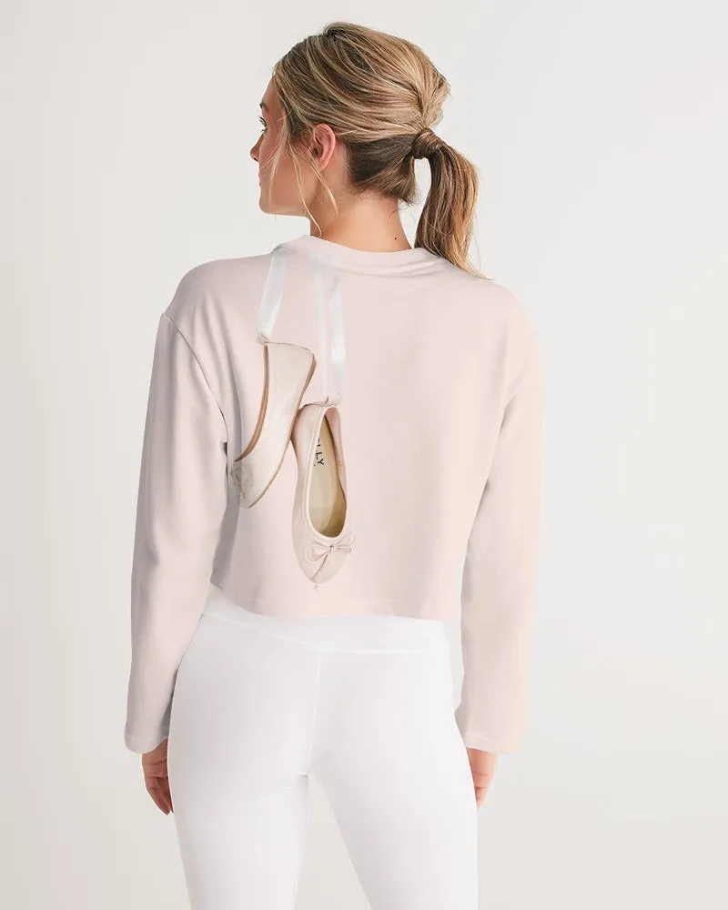 NOT WITHOUT MY BALLERINAS WITH PINK BALLERINAS Women's Cropped Sweatshirt