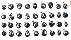 Pick Any-Natural Loose Diamond Pear Round and Marquise Rose Cut Jet Black Fancy Colour Pick Any-Natural