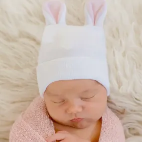 Pink Bunny Ears Newborn Girl Hat