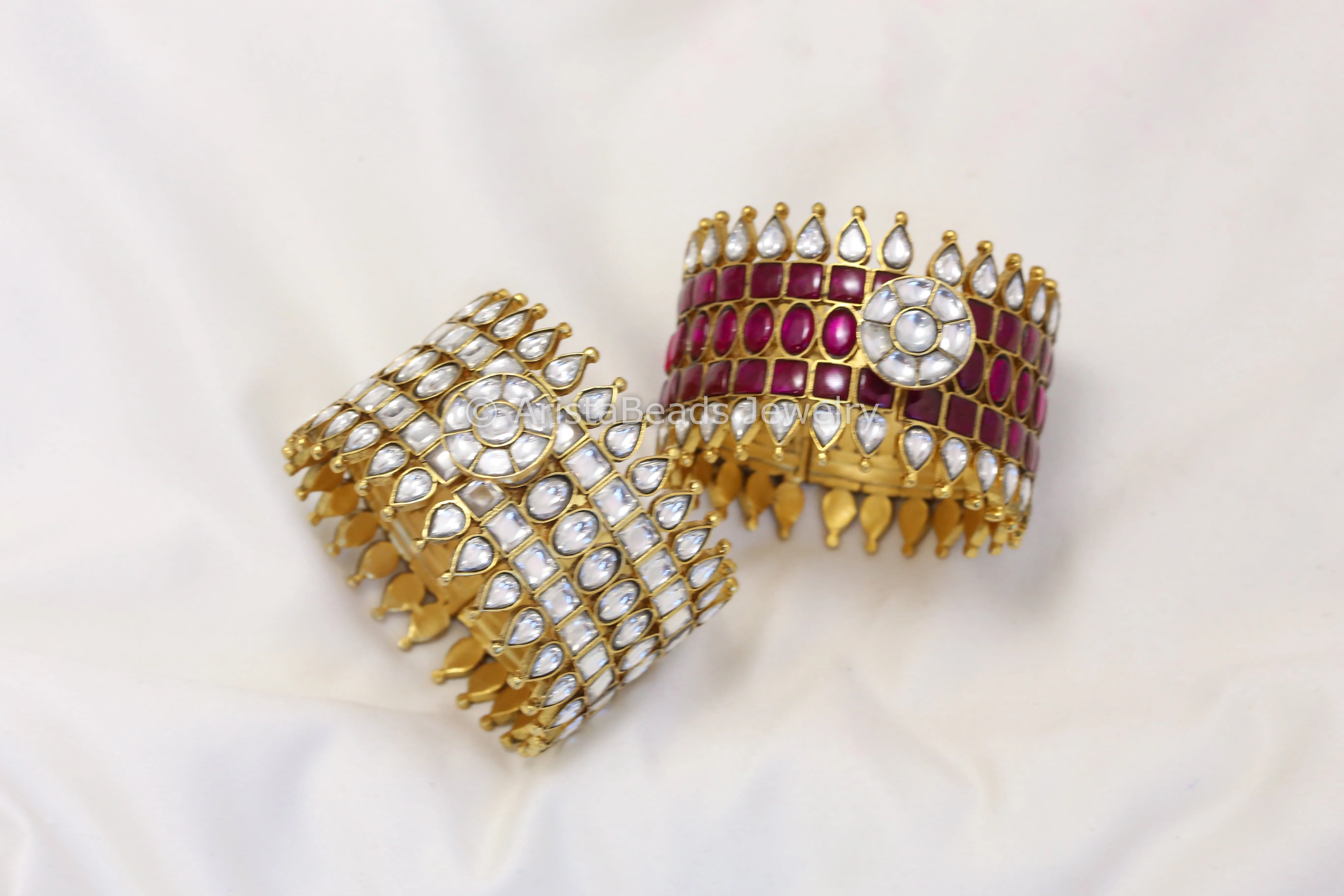 Premium Designer Jadau Kundan Bangle (2.6 Openable) - ABJ-B101